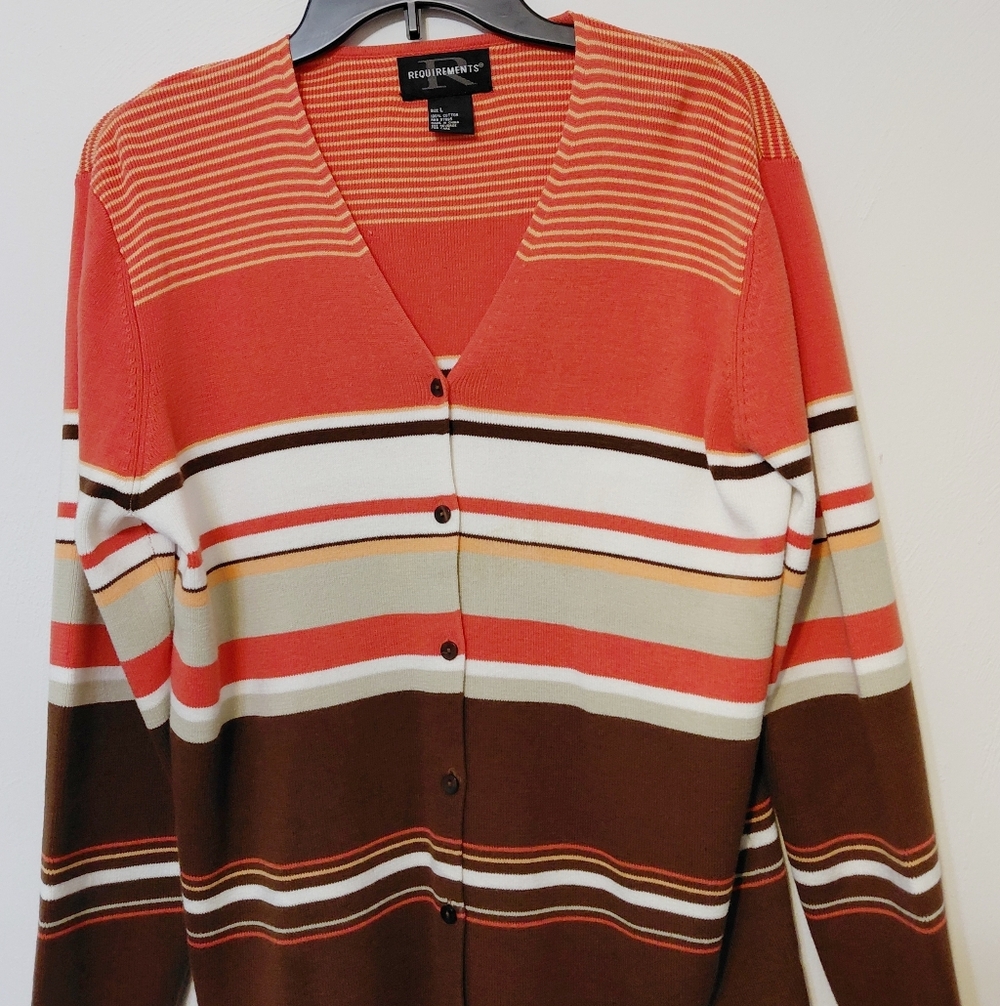 REQUIREMENTS Multicolor Button Down Cardigan Sweater - Large